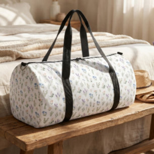 Wildblumen Botanical Blau Lavendel Floral Boho Duffle Bag