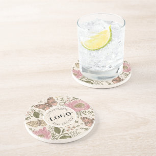 Wildblumen-Botanik-Blumen-Monogramm-Geschäftslogo Getränkeuntersetzer