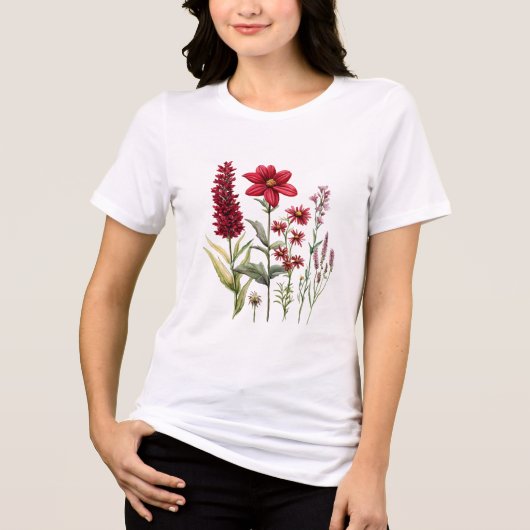 Wildblumen-Botanik-Grafik Tri-Blend Shirt (Vorderseite)