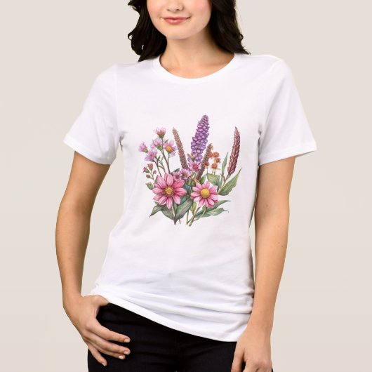 Wildblumen-Botanik-Grafik Tri-Blend Shirt (Vorderseite)