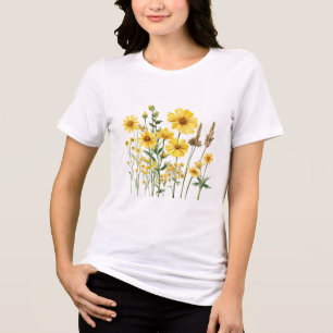 Wildblumen-Botanik-Grafik Tri-Blend Shirt