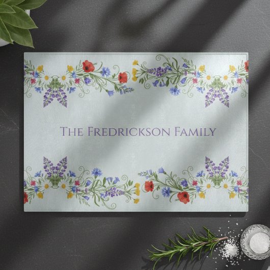 Wildblumen-Botanik-Hausweihe-Familienname Schneidebrett