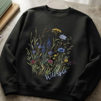 Wildblumen Botanisch Blau Gelb Sweatshirt