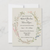 Wildblumen botanisch-grüne Hochzeit Einladung (Vorderseite)