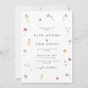 Wildblumen-Botanische-Blumen-Hochzeitseinladung Einladung