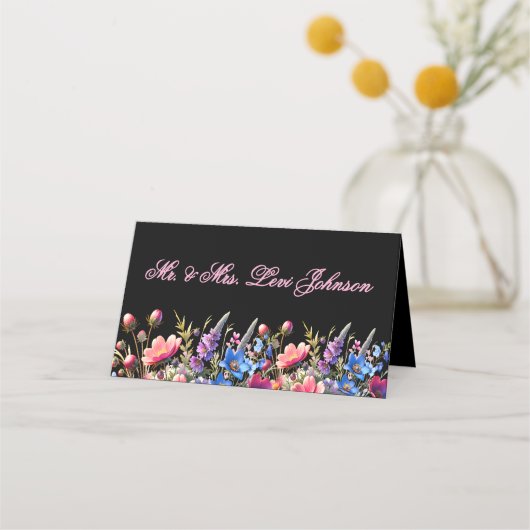 Wildblumen Botanische Hochzeit Sitzplan Platzkarte (Vorderseite)