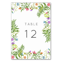 Wildblumen Botanische Hochzeit Tischnummer