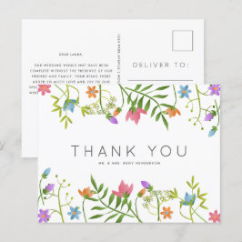 Wildblumen Botanische Hochzeit Vielen Dank Postkarte