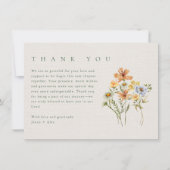 Wildblumen Botanischer Garten Hochzeit Foto Dankeskarte (Vorderseite)