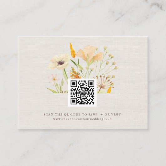 Wildblumen Botanischer Garten Hochzeit QR-Code Begleitkarte (Vorderseite)