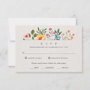 Wildblumen Botanischer Garten Hochzeit RSVP Karte
