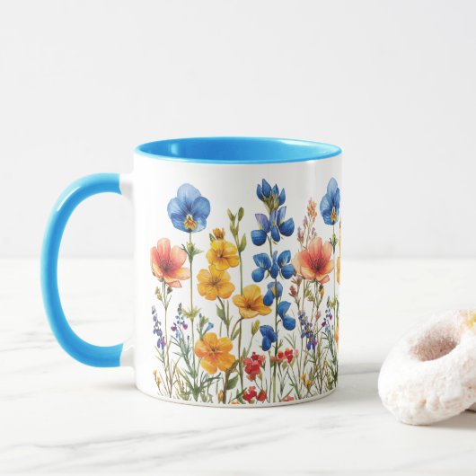 Wildblumen botanischer Garten Tasse (Mit Donut)