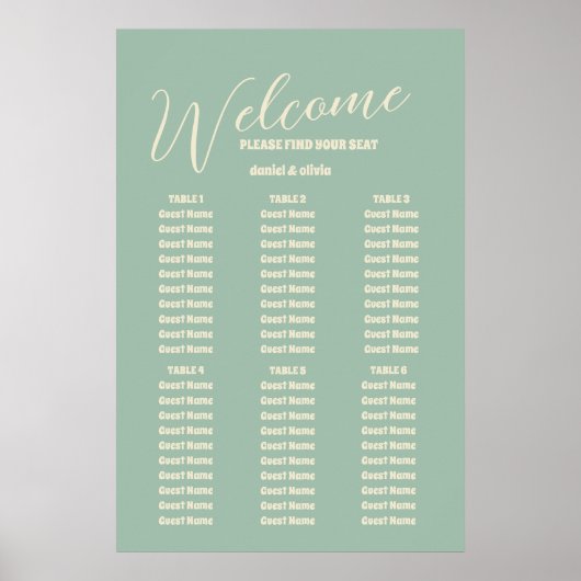 Wildblumen Botanischer Garten Weddin Seating Chart Poster (Vorne)