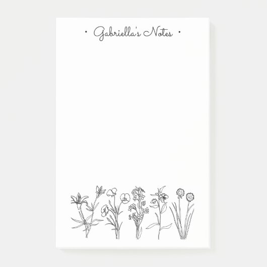 Wildblumen Botanischer Schöner Blumen Garten Name Post-it Klebezettel (Vorderseite)