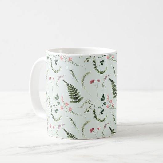 Wildblumen Botanisches Muster Kaffeetasse (Vorderseite Links)