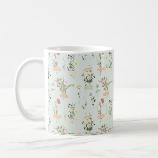Wildblumen Botanisches Muster Kaffeetasse (Links)