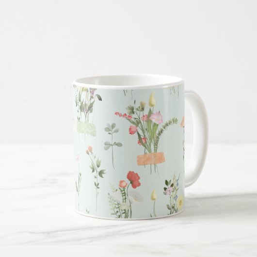 Wildblumen Botanisches Muster Kaffeetasse (VorderseiteRechts)