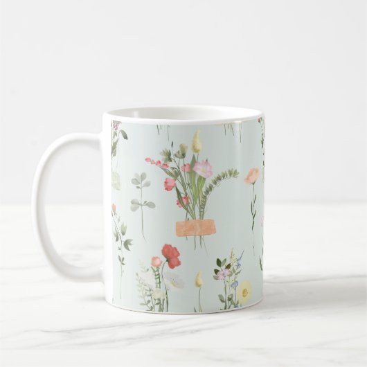 Wildblumen Botanisches Muster Kaffeetasse (Links)