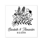 Wildblumen Bouquet #1L Hochzeitcouchnamen Datum Permastempel (Design)