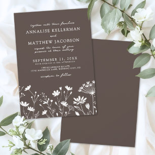 Wildblumen-Braun-Hochzeit Einladung