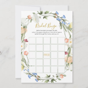 Wildblumen-Braut- Shower-Bingo-Spiel Feiertagskarte