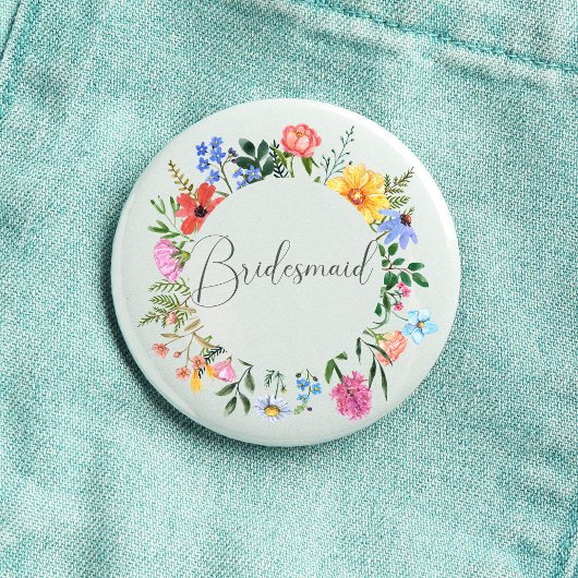 Wildblumen-Brautjungfer-Skript-Hochzeit Button