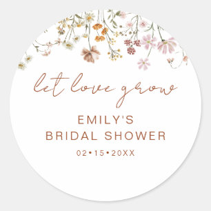 Wildblumen-Brautjungfernparty Lass die Liebe wachs Runder Aufkleber