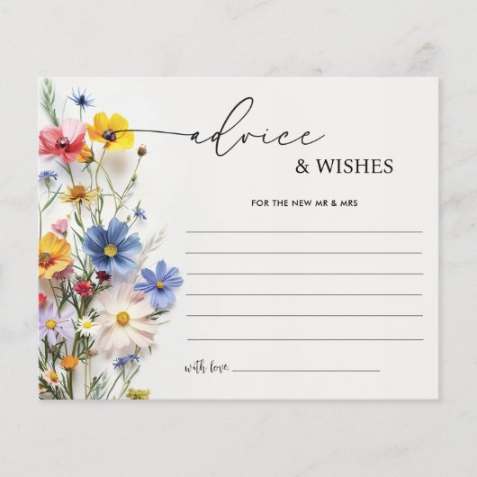 Wildblumen Brautparty Beratung und Wünsche (Vorderseite)