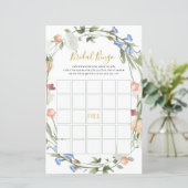 Wildblumen Brautparty Bingo Game (Stehend Vorderseite)
