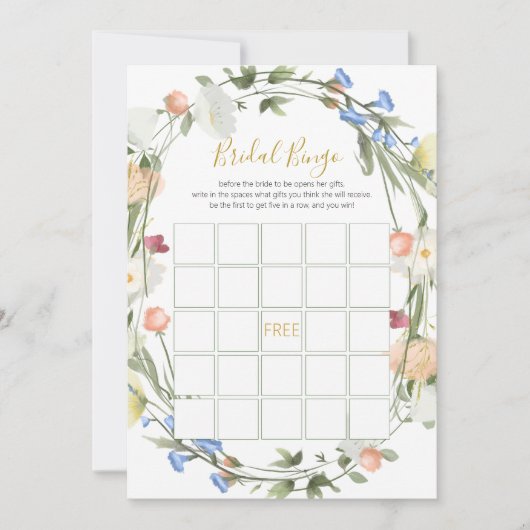 Wildblumen Brautparty Bingo Game Feiertagskarte (Vorderseite)