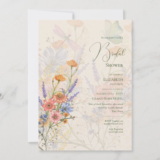 Wildblumen Brautparty BOHO gedruckt oder digital Einladung (Vorderseite)