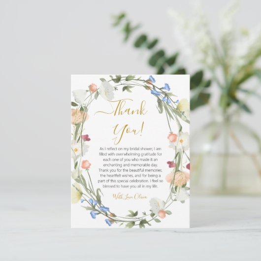 Wildblumen Brautparty Danke Karte (Stehend Vorderseite)