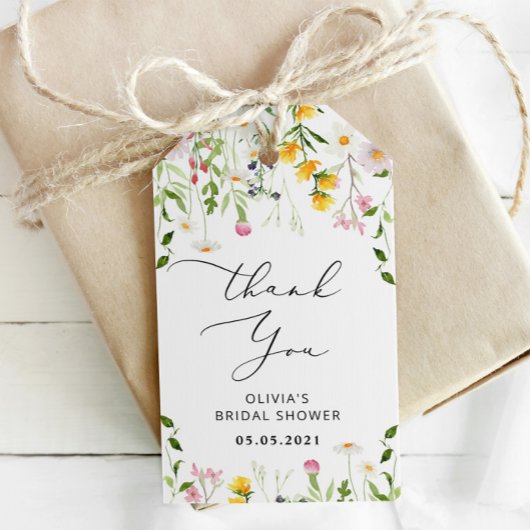 Wildblumen Brautparty danke Tag Geschenkanhänger