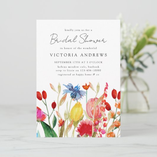 Wildblumen Brautparty Einladung (Stehend Vorderseite)