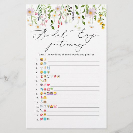 Wildblumen Brautparty Emoji-Picknickspiel (Vorderseite)
