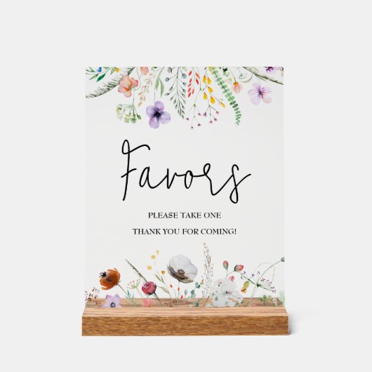 Wildblumen Brautparty Favoriten Acrylschild (Vorderseite)