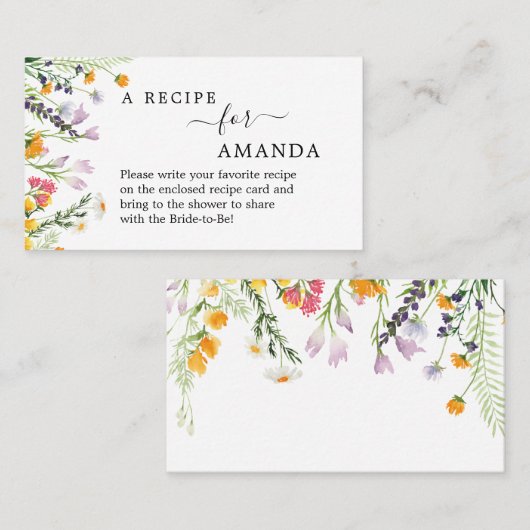 WILDBLUMEN Brautparty für die Rezeption Visitenkarte (Vorne/Hinten)