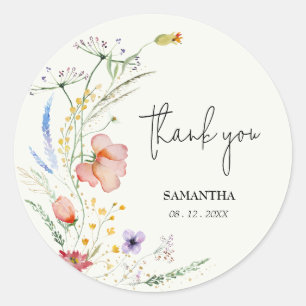 Wildblumen Brautparty Grün Runder Aufkleber