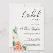 Wildblumen Brautparty grün und orange Einladung (Vorderseite)