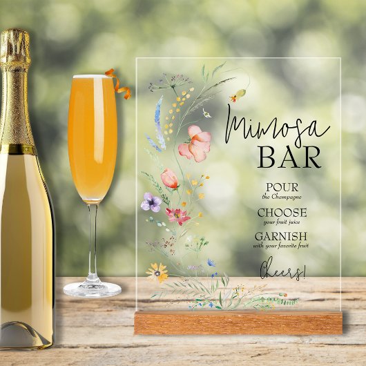 Wildblumen Brautparty Mimosa Bar Acrylschild