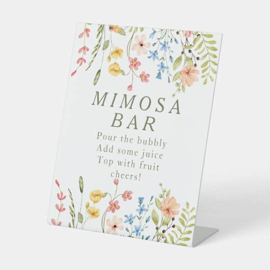 Wildblumen Brautparty Mimosa Unterschrift Sockelschild (Vorderseite)