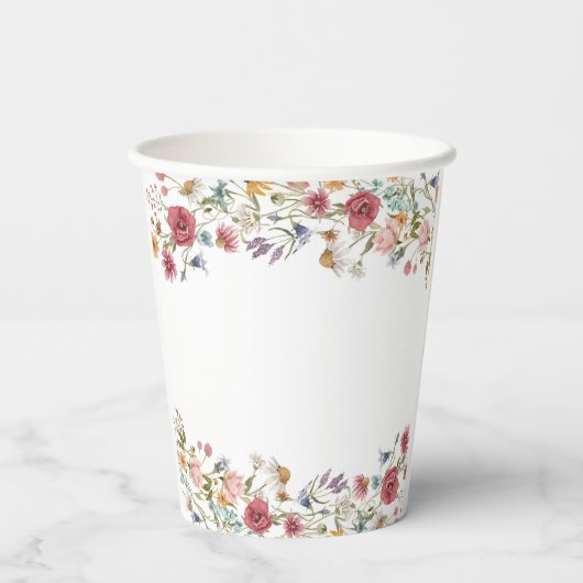 Wildblumen Brautparty Pappbecher (Rückseite)