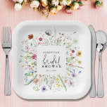 Wildblumen Brautparty Pappteller<br><div class="desc">Stilvolle Brautparty-Quadrat-Papier-Teller verfügen über eine elegante Aquarell-Wildblume und Ihre Details in schicken Schriften. PASSENDE Artikel in unserer Sammlung.</div>