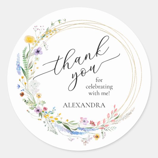 Wildblumen Brautparty Runder Aufkleber (Vorderseite)