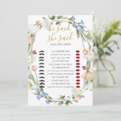 Wildblumen Brautparty sagte er, sie sagte Game Einladung (Stehend Vorderseite)