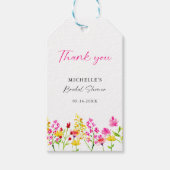 Wildblumen Brautparty Script Rosa Florals Geschenkanhänger (Vorderseite)