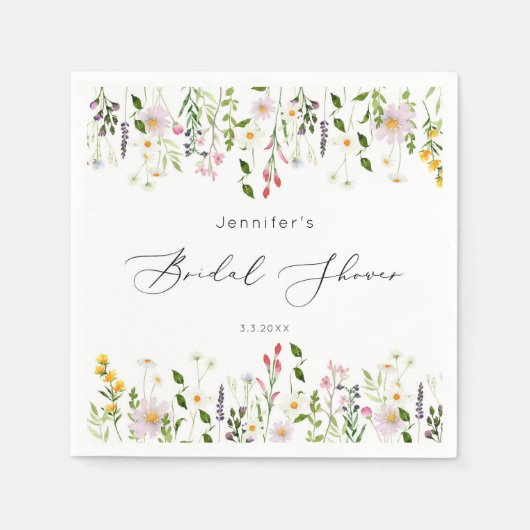 Wildblumen Brautparty Serviette (Vorderseite)