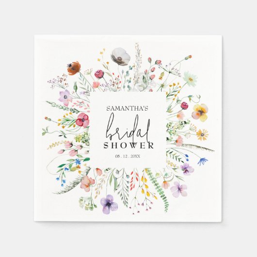 Wildblumen Brautparty Serviette (Vorderseite)