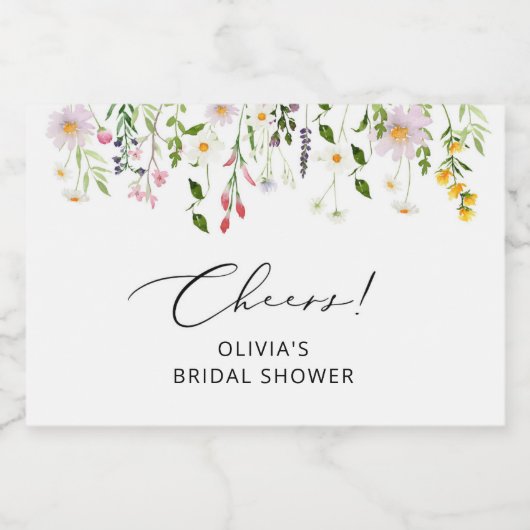 Wildblumen Brautparty Sparkling Weinkeller Schaumweinetikett (Einzelnes Label)