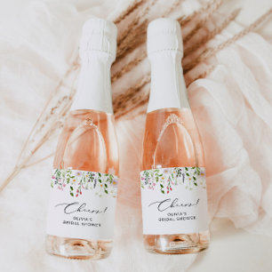Wildblumen Brautparty Sparkling Weinkeller Schaumweinetikett